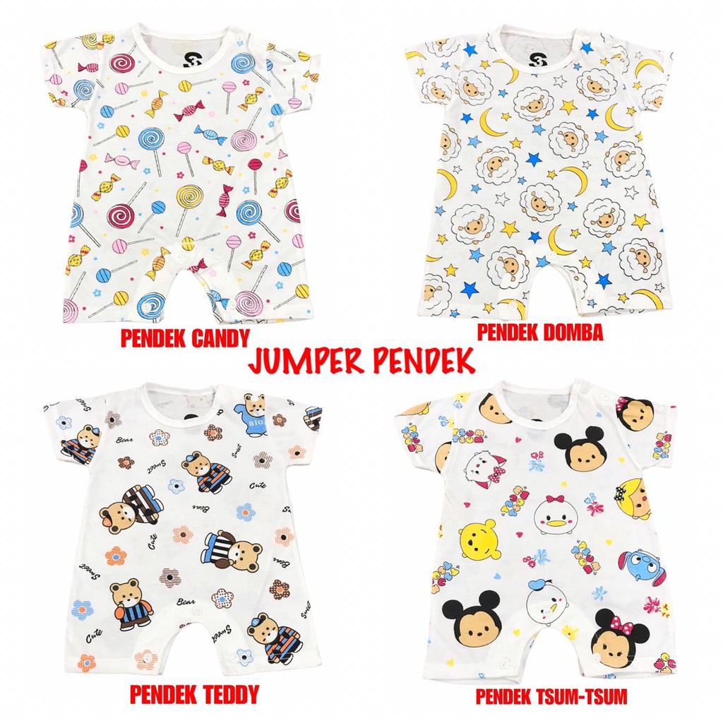 (1 KG MUAT 23 PCS) JUMPER / ROMPER / BAJU PENDEK KODOK BAYI/ANAK BAHAN KAOS KATUN 0-6 bulan