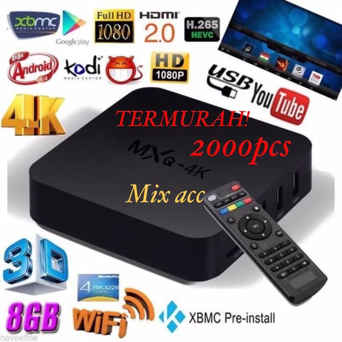 TV Box Android Smart MXQ 4K RK3229 1G 8G H.264 H.265