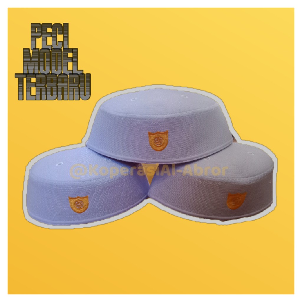 Peci Putih Songkok Santri Malaysia Logo Kuning