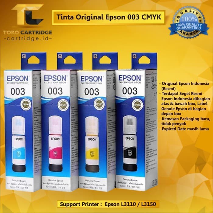 Tinta Epson Original 664 C M Y For L110 L120 L210 Dealer Resmi