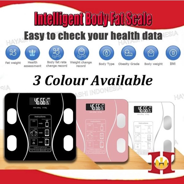 Timbangan Badan Digital Body Fat BMI 180kg Bluetooth Android IOS
