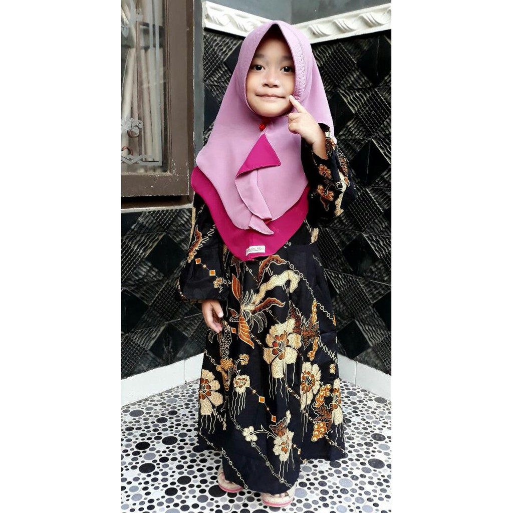 JAVA GA006 gamis anak batik katun halus couplee pekalongan grosir murah motif bunga