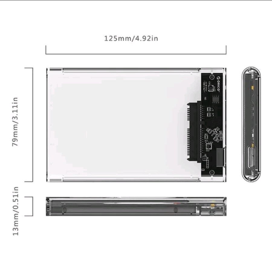 Casing Harddisk &amp; SSD 2,5inch USB 3.0 / Enclosure 2,5inch USB 3.0 SATA Transparan