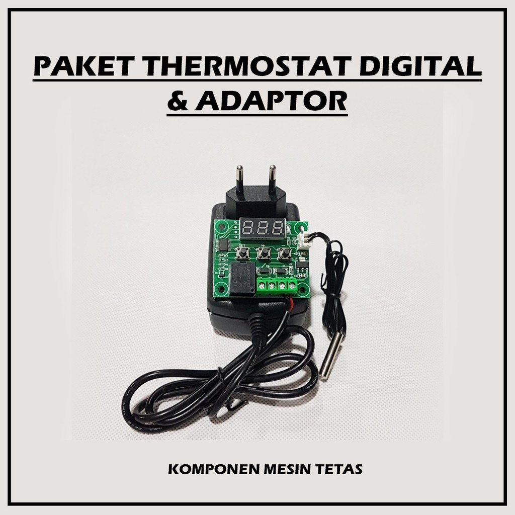 Paket Thermostat Digital DC dan Adaptor 12V untuk Komponen Mesin Tetas