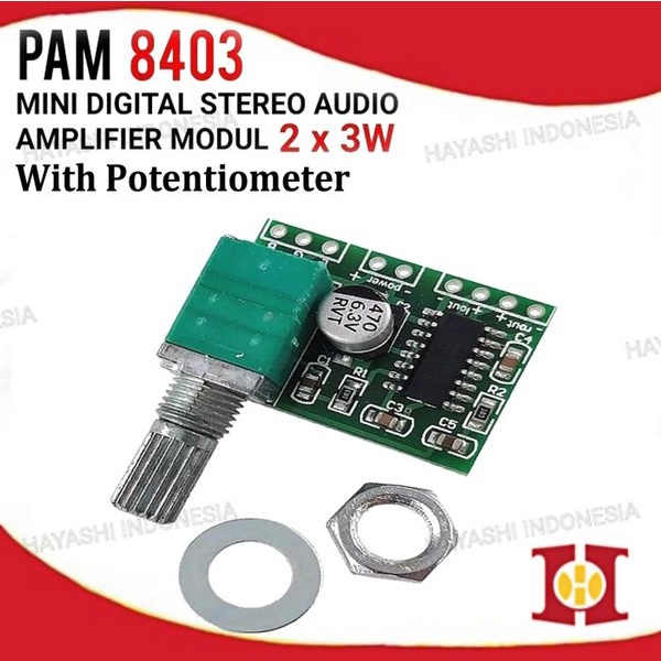 Kit Amplifier PAM8403 AU-03 Mini Stereo Audio 2x3W 5V 2Ch 3W Potentio