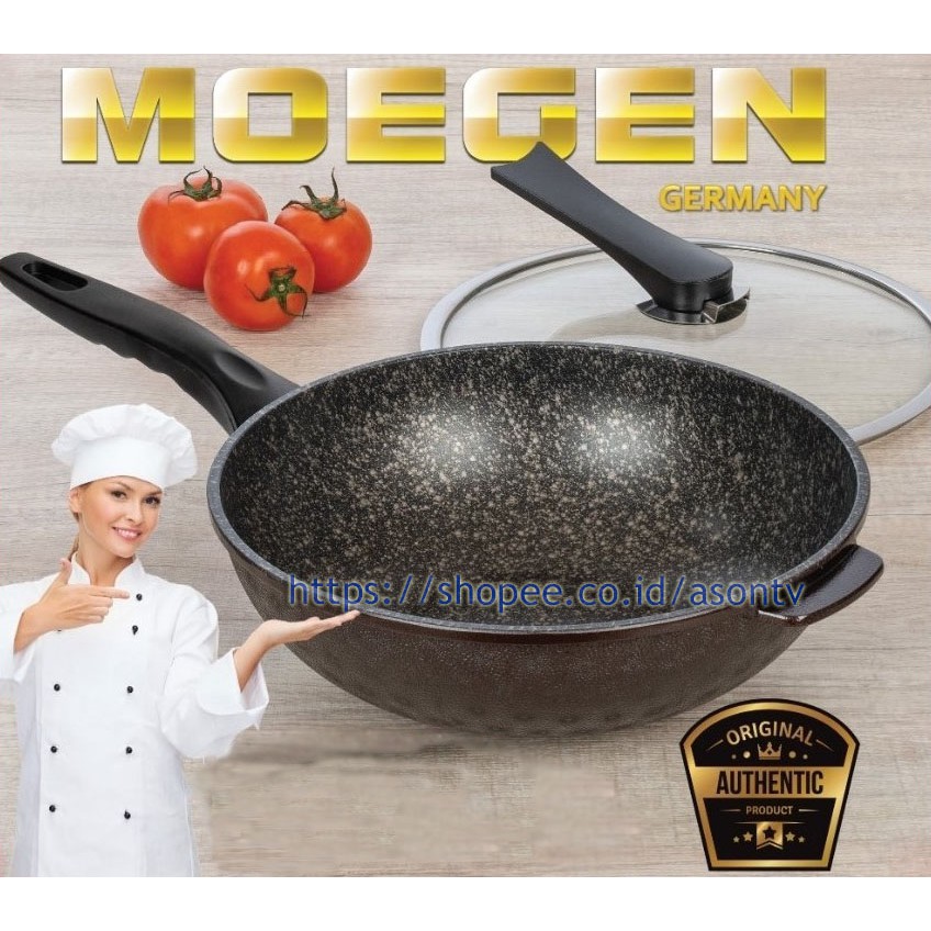 GERMANY PANCI wok MOEGEN 30Cm BEST TEFLON PAN Marbel