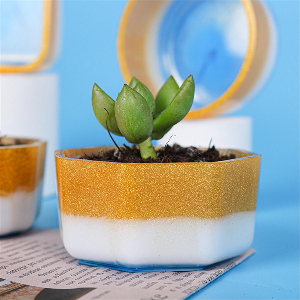 Solighter Crystal Resin Tray Cetakan Penyimpanan Perhiasan Membuat Alat Casting Resin Kerajinan Pot Bunga Sukulen