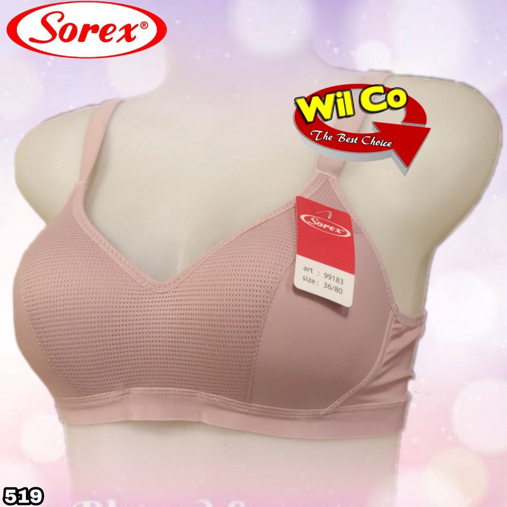 K519 - BRA WANITA SOREX LAVENDER BUSA TIPIS TANPA KAWAT FULL CUP B/C SIZE 36 - 42