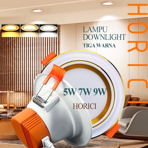 Lampu LED DownLight 3 warna 220V-Lampu Indoor/Ruang Tamu BODY SILVER &amp; GOLD