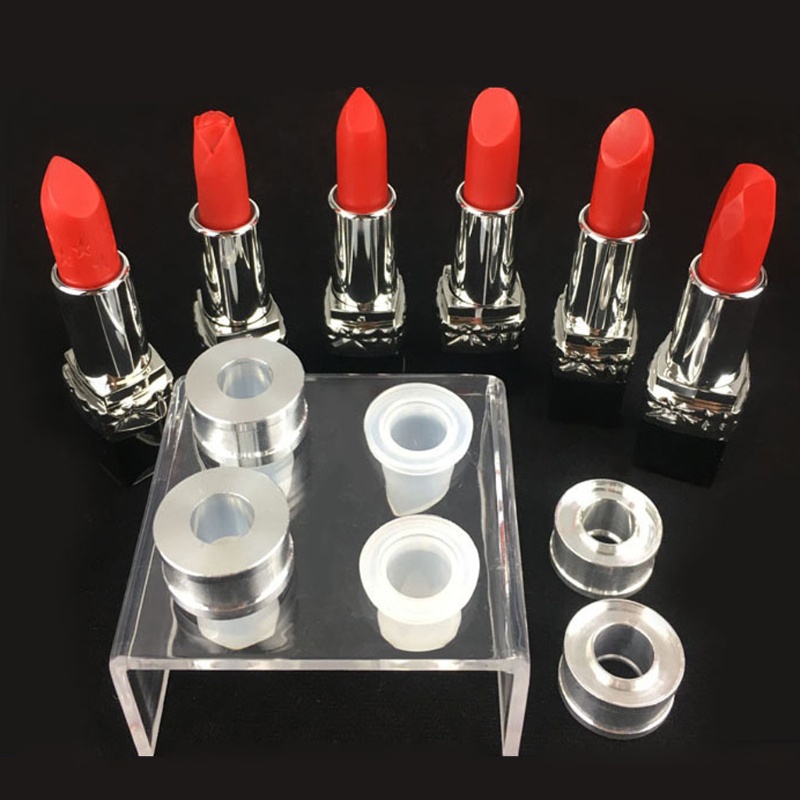 SIY  9PCS Silicone Lipstick Mold Mould with Metal Ring and Stand Set for DIY Lipstick