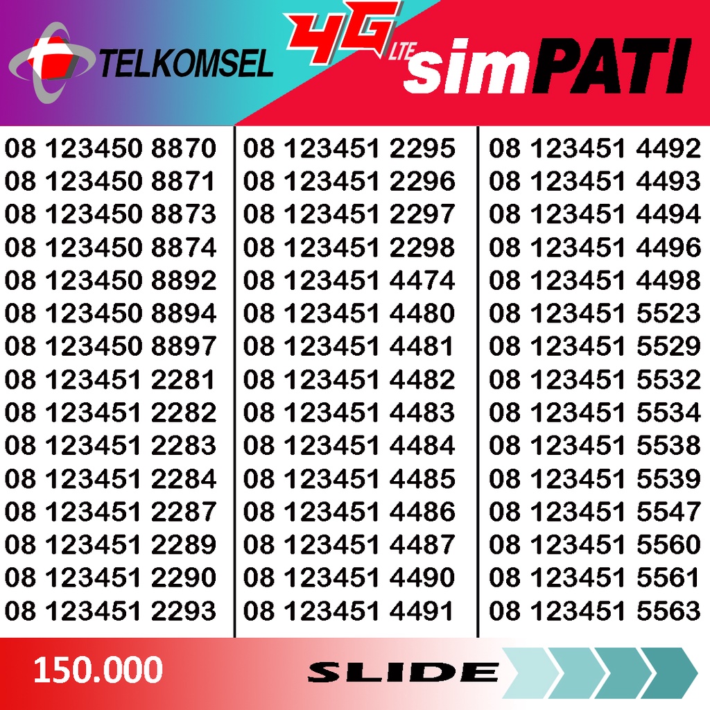 Nomor Cantik Telkomsel Simpati Kartu Perdana Prabayar Seri 8000