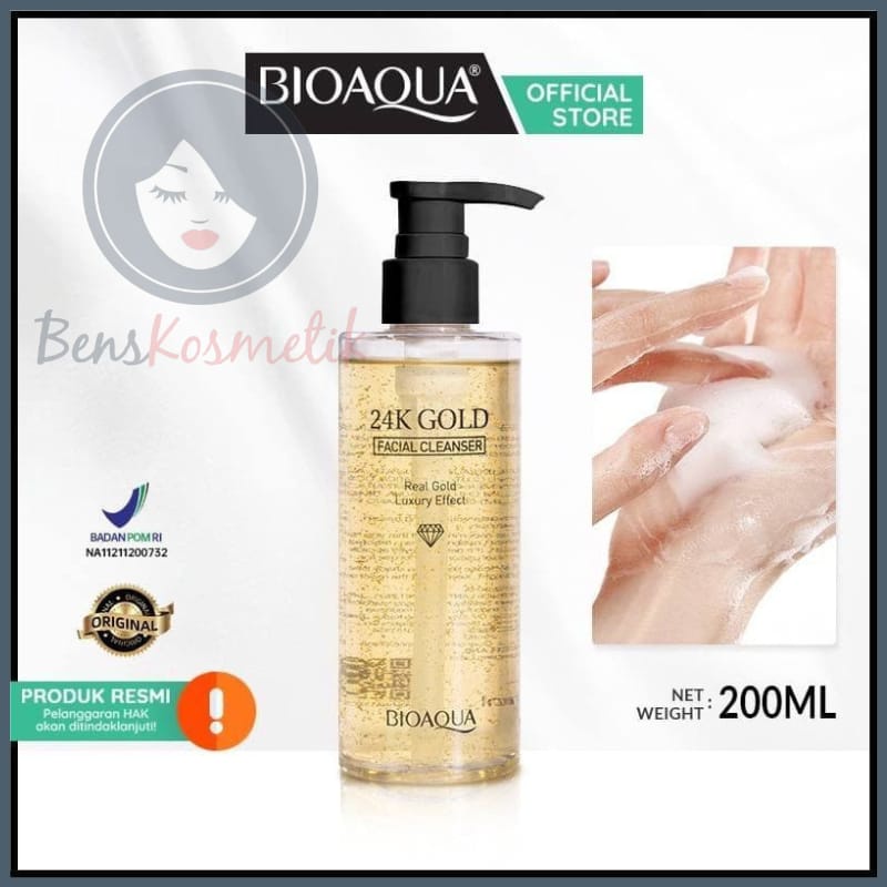 BIOAQUA face wash 24K Gold Facial Cleanser pembersih wajah 200ml BPOM