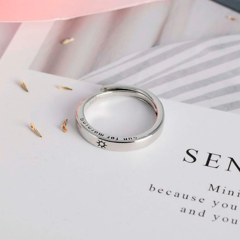 NEEDWAY Cincin Pasangan Minimalis Korea Bulan Ukuran Dapat Disesuaikan Untuk Perhiasan Fashion Wanita