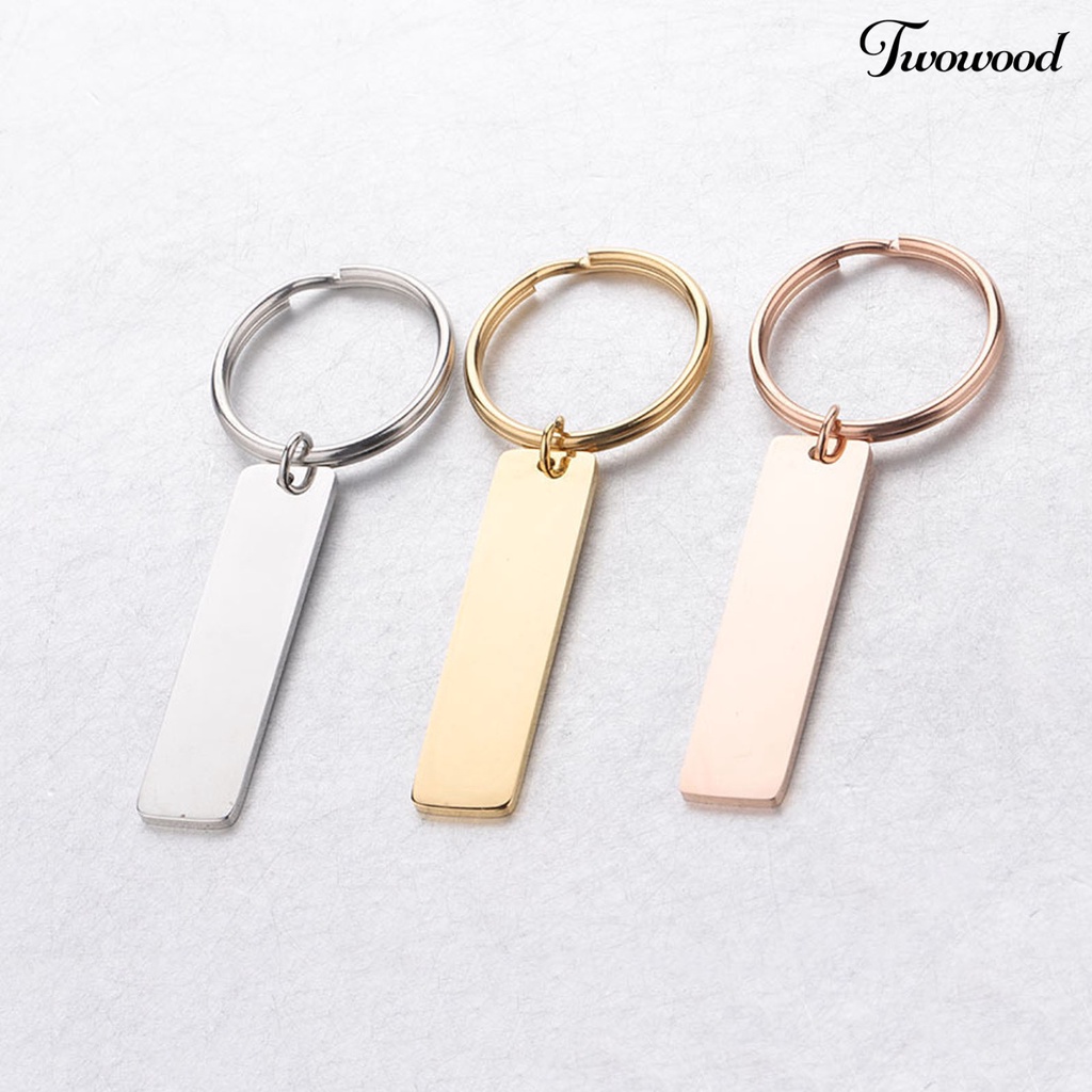 Twowood Strip Bar Key Chain Engravable Mirror Polish Stamping Blank Key Holder for DIY Engraving Name