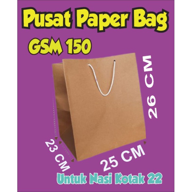 

Paperbag Polos/ Tas Kertas Kotak Nasi/Box Nasi ukuran 22x22