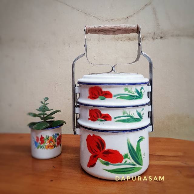 [NOS] Rantang Jadul 3susun Vintage Enamel