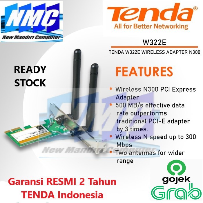 TENDA W322E PCI-E WIRELESS ADAPTER PCI EXPRESS 300MBPS DUAL ANTENA