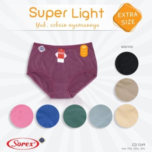 6pcs Celana Dalam Sorex 1249 Jumbo Super Light Big Size Wanita Dewasa | CD Permpuan Underwear | Open Sorex Grosir 6pcs