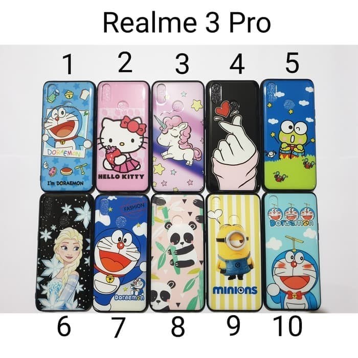Soft case Fuze Hitam Realme 3 Pro Motif Karakter / Softcase Real