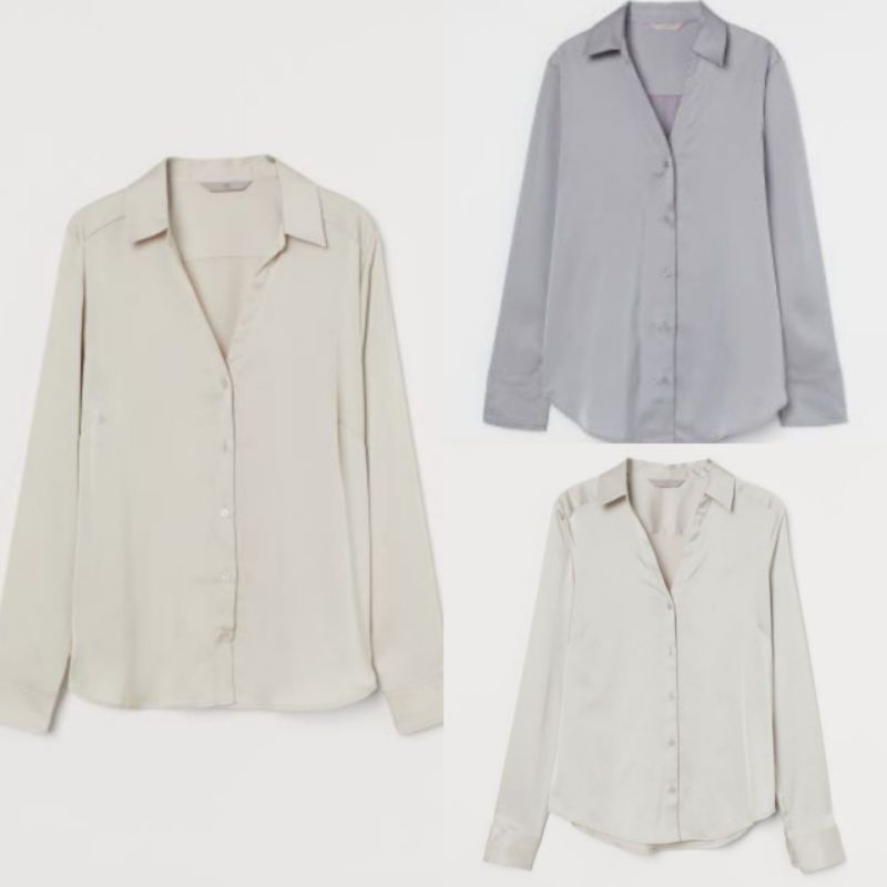 H&M V neck blouse/ blouse hnm satin v neck original