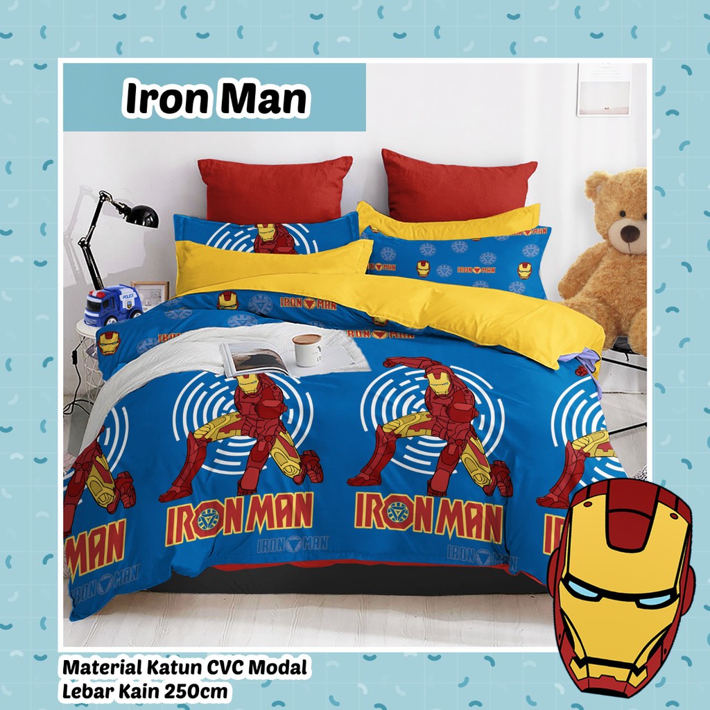 Sprei STAR Deluxe Katun Lokal Iron Man (Bedcover | Bantal | Selimut | Matras)