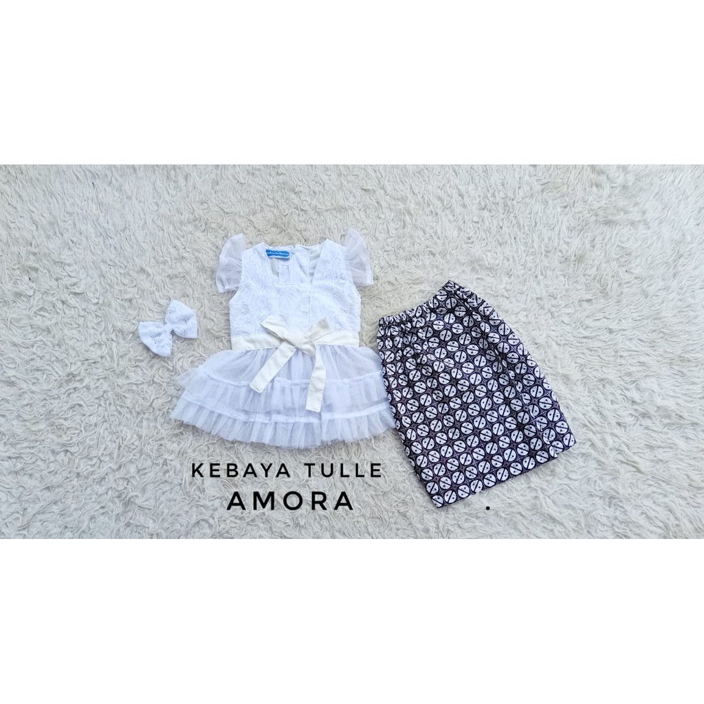 KEBAYA ANAK [AMORA] 8-10 TAHUN WARNA PUTIH (READY STOK)
