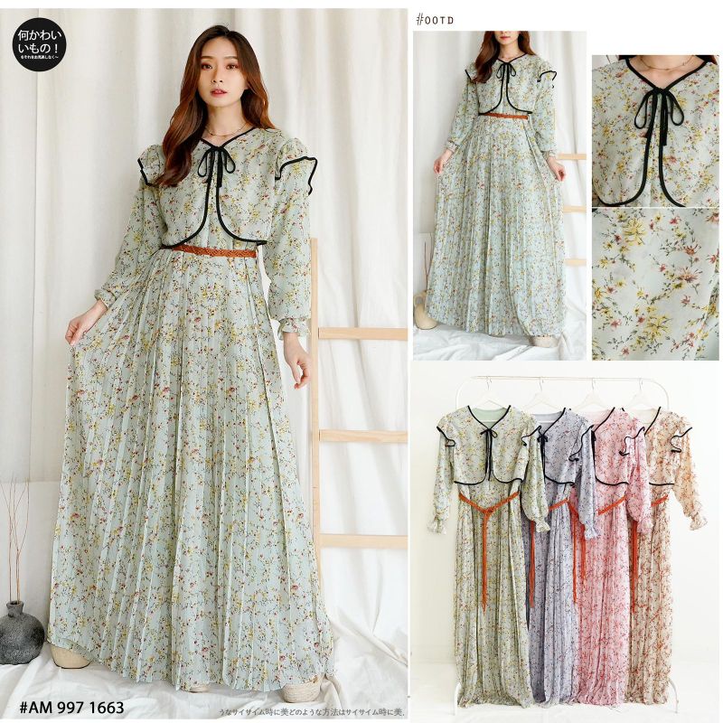 GAMIS CERUTY YURI BUNGA KECIL PLISKET -DRESS IMPORT PLISKET