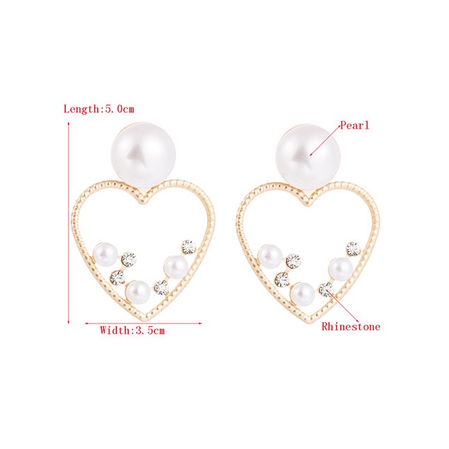 LRC Anting Tusuk Fashion Golden Love Diamond Earrings With Diamonds D94273