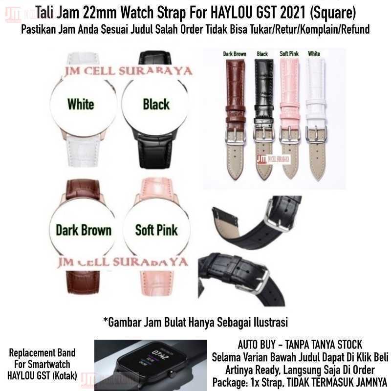 Crocodile Watch Strap Haylou GST LS09B (Kotak) - Tali Jam Tangan 22mm Leather Kulit