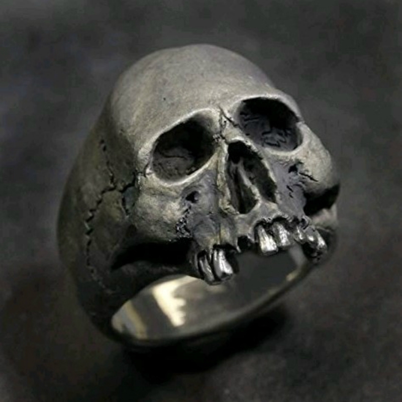 Cincin Gothic Punk Bentuk Tengkorak untuk Pria