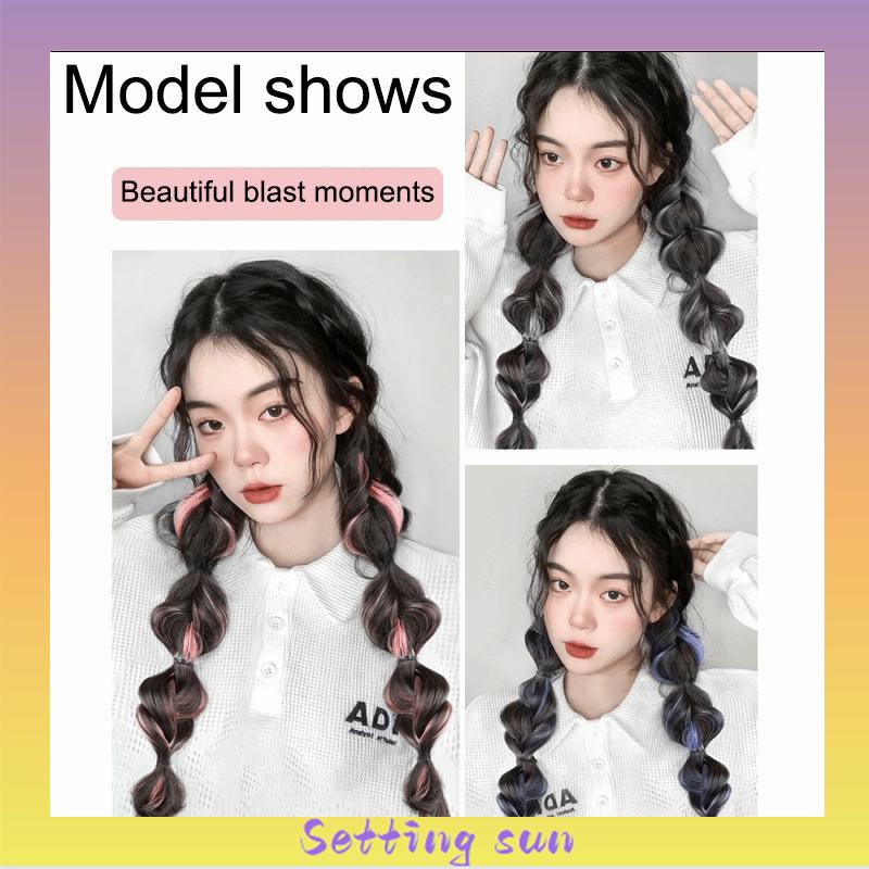 Ekor Kuda Poni Ganda Tinggi Wanita  Sorot Lantern Puff  Kepang Twist  Kepang Wig Tali TN