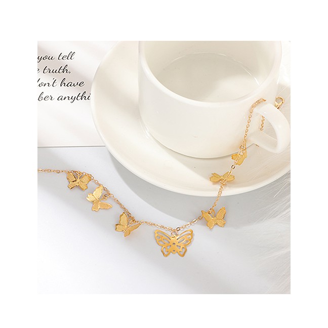 LRC Kalung Fashion Gold Butterfly Necklace D34624