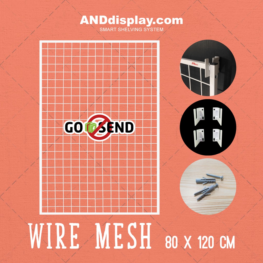 WIREMESH 80x120CM + H5 WALL PUTIH KAWAT RAM DINDING WIRE GRID