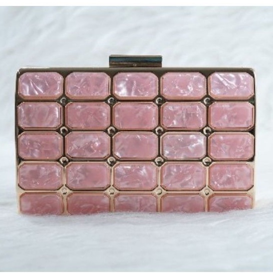 tas pesta pink keramik ceramic marble marmer motif glamour elegant gold emas tas pesta unik party