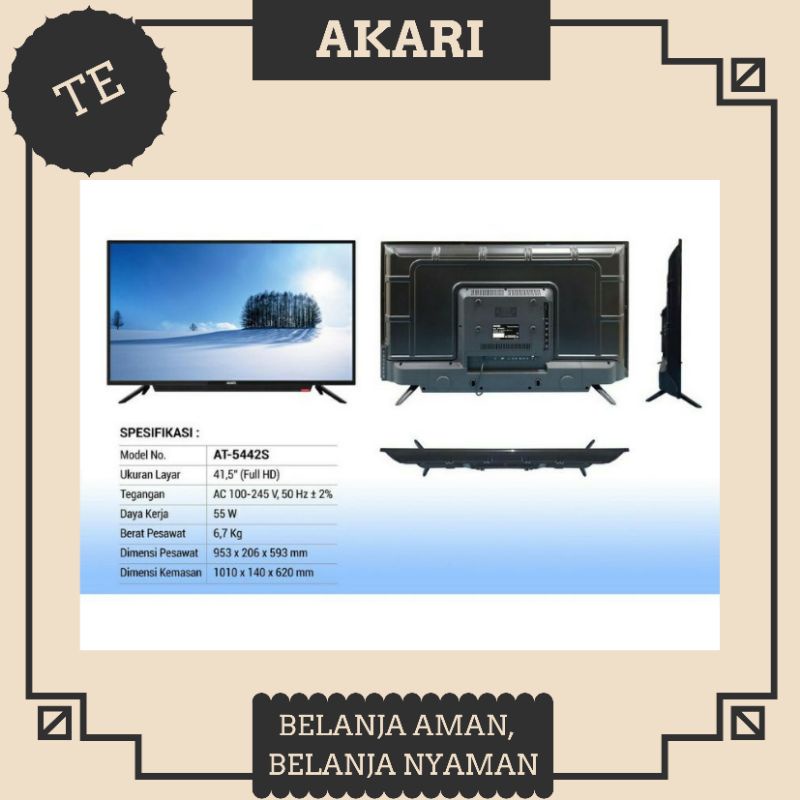 LED AKARI TV SMART ANDROID 42 INCH AT54 42 S NEW