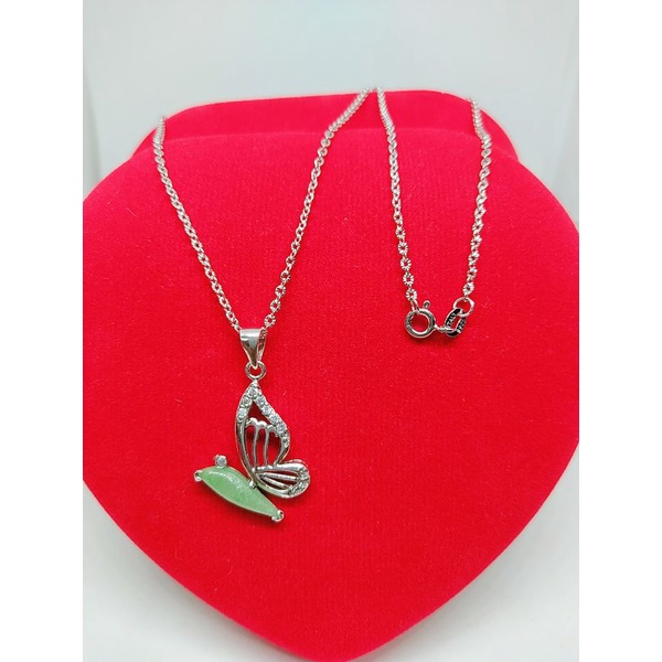 KALUNG PERAK ASLI 925 LAPIS EMAS/KALUNG RANTAI + LIONTIN CAMPUR MATA PUTIH COR/ASLI SILVER/PERHIASAN FASHION