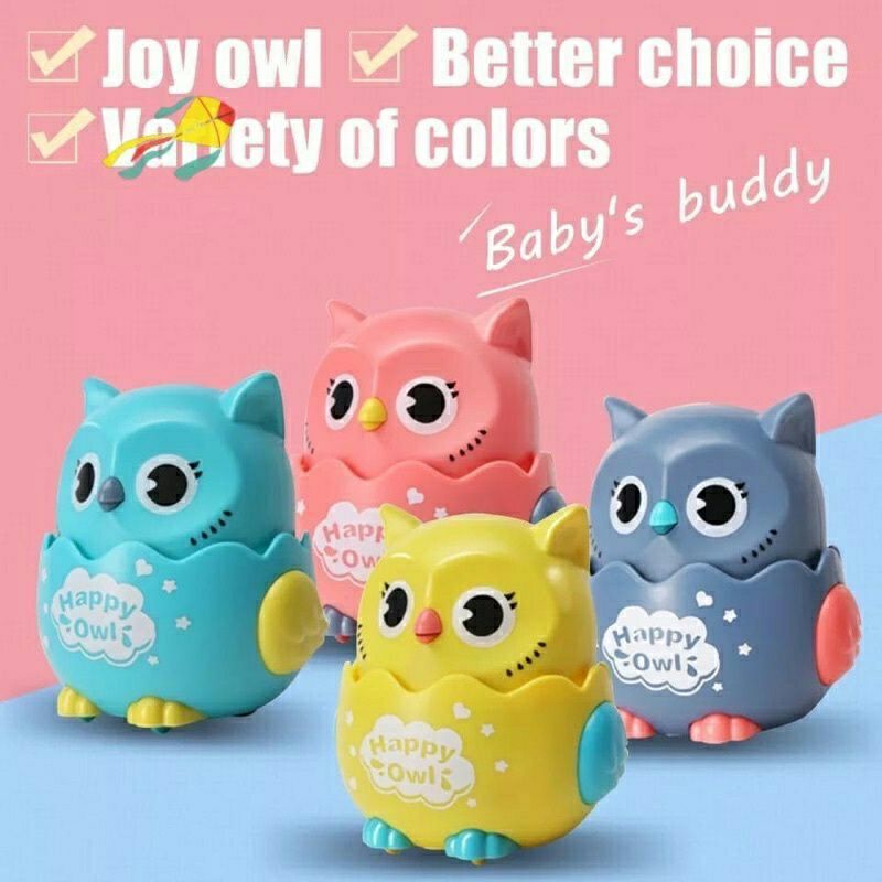 Mainan  Happy Owl Tumbler Roda Rattle Roly Poly Karakter Owl Burung Hantu