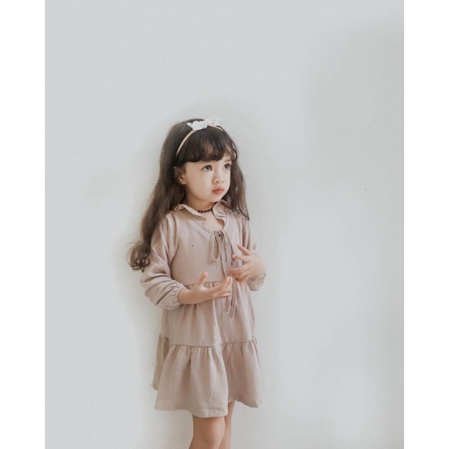 dress anak perempuan bahan katun crinkle 1-4tahun