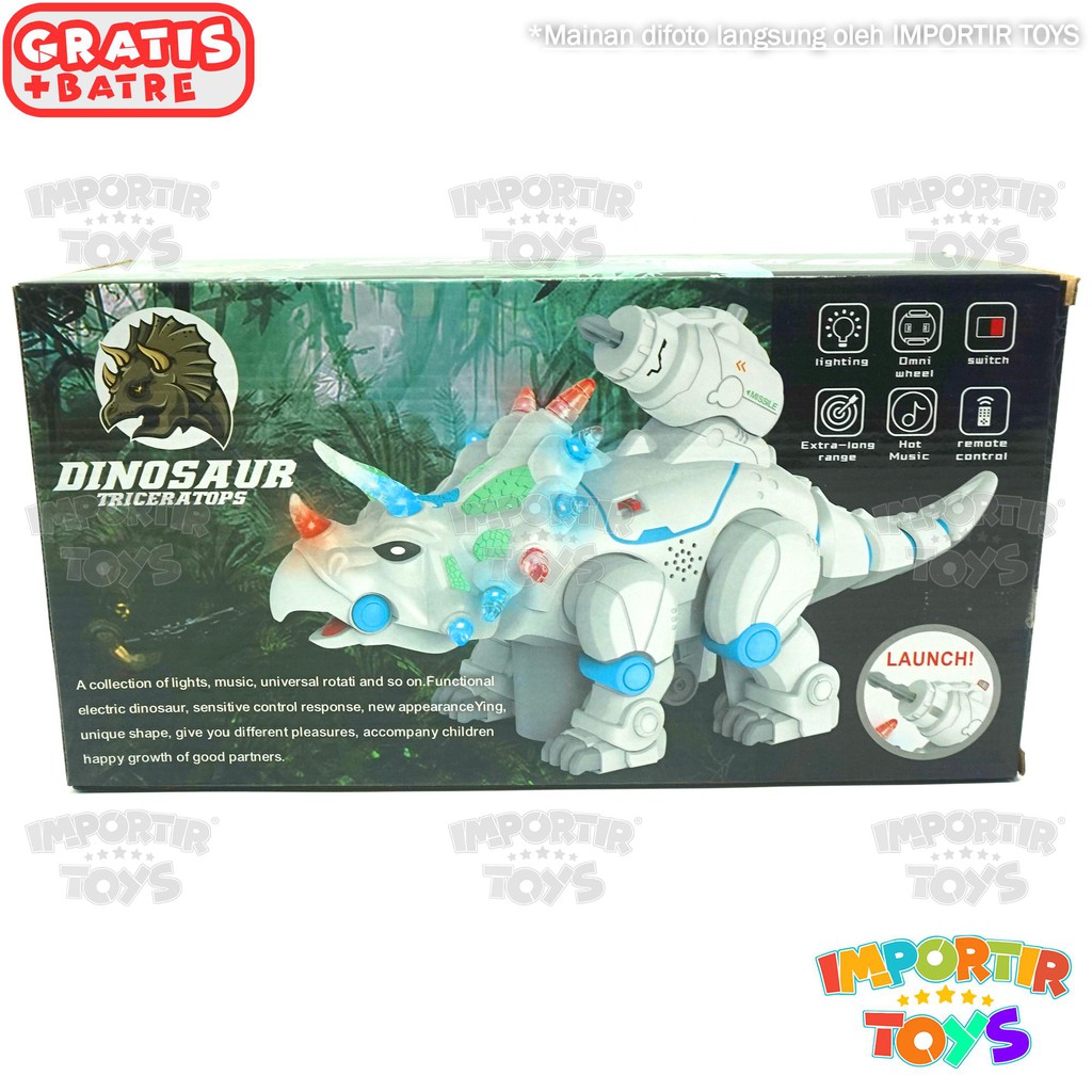 ROBOT DINOSAURUS PUTIH BATRE + MUSIK + LAMPU Bersenjata dan Kuat! IMPORTIR TOYS QUALITY