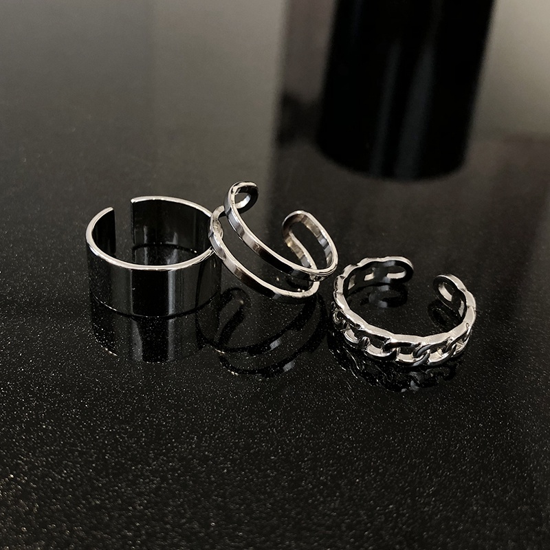 3pcs Cincin Bahan titanium steel Tidak Pudar