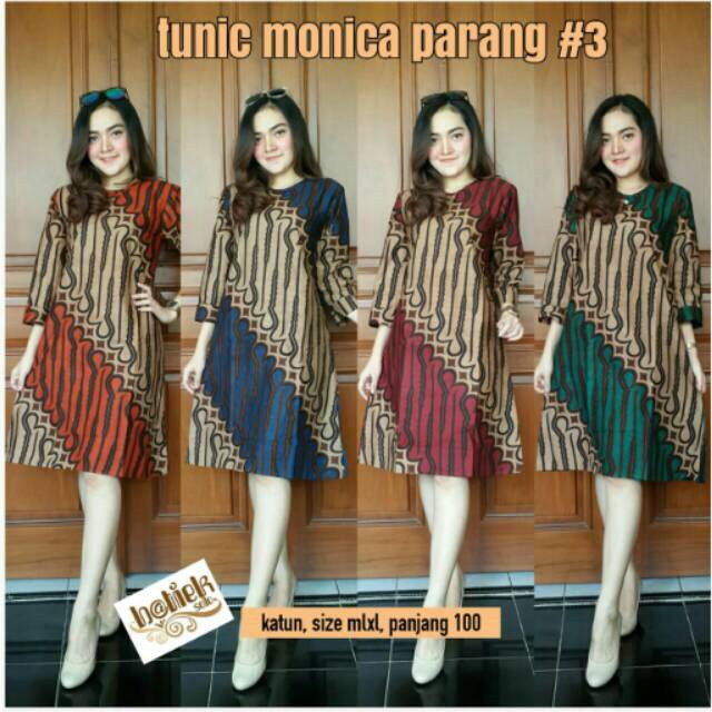 Tunik Monica #163 Parang Warna Sogan Batik Midi Genes Parang Warna Jadul Muslim Pesta Kantoran