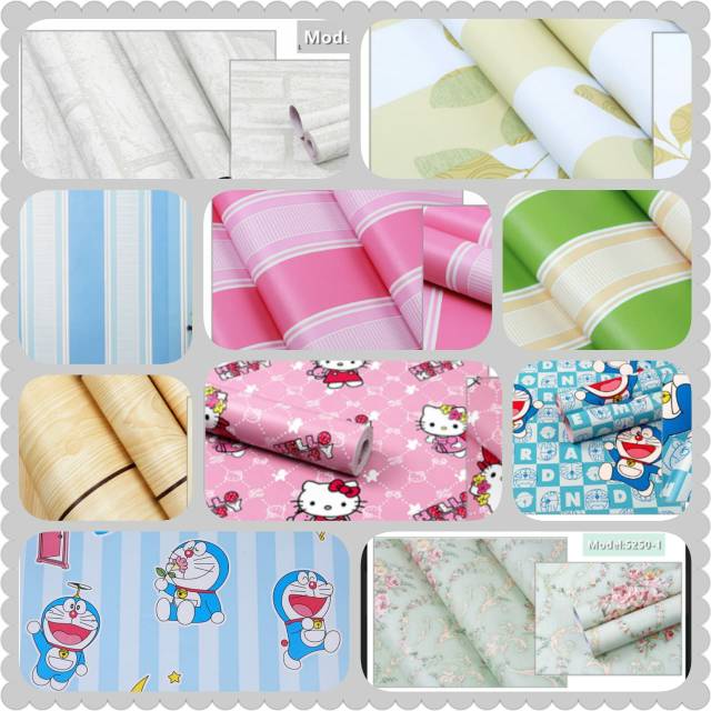 PROMO Wallpaper Sticker  45 cm x 10 m Garis hello kitty 