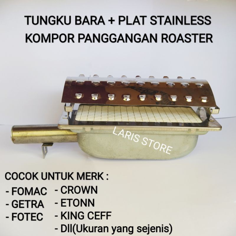 Tungku Bara + Plat Stainless 1set Kompor Panggangan Roaster Panggang BBQ tanpa Asap