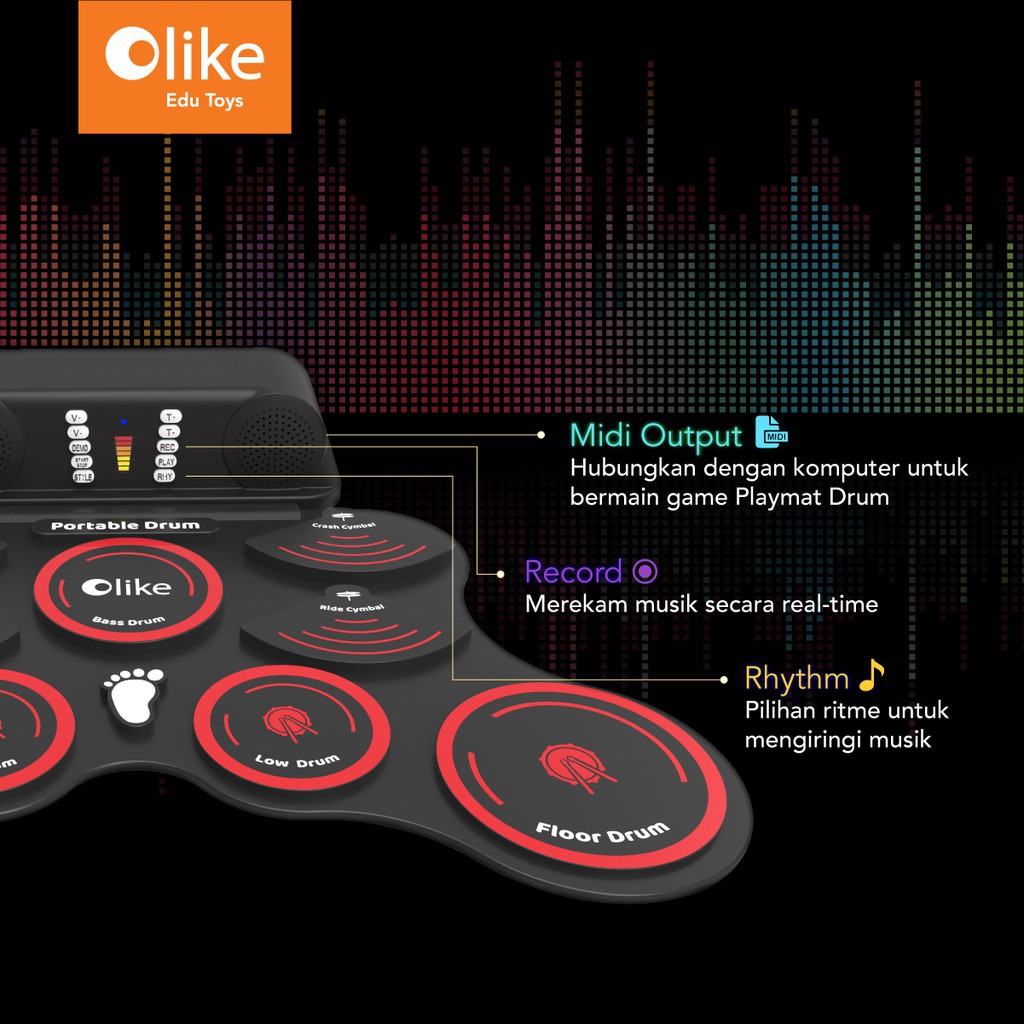 Olike Portable Drum Elektrik - Garansi Resmi -  Electronic Drum