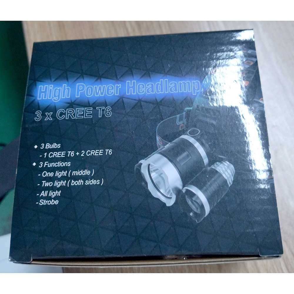 Senter Kepala Power Headlamp 3 LED 5000 Lumens Cree XM-L - TaffLED T6 HD-LD