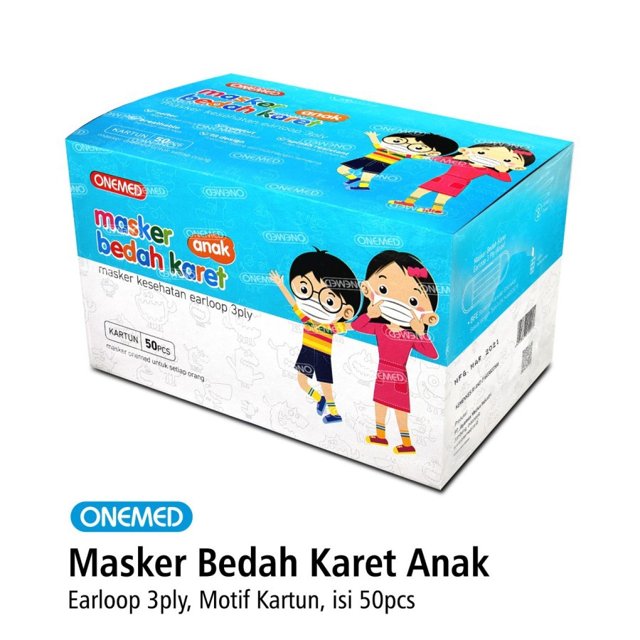 Masker Medis Karet Anak OneMed Box Isi 50Pcs OJB