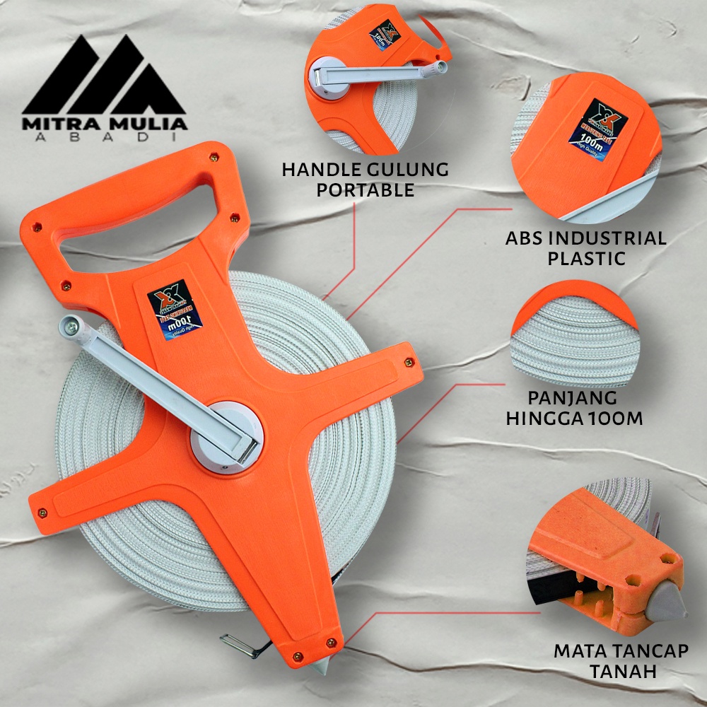 Meteran Tancap Tanah 100 Meter | Meteran Roll tancap fiber |meteran gulung fiber |