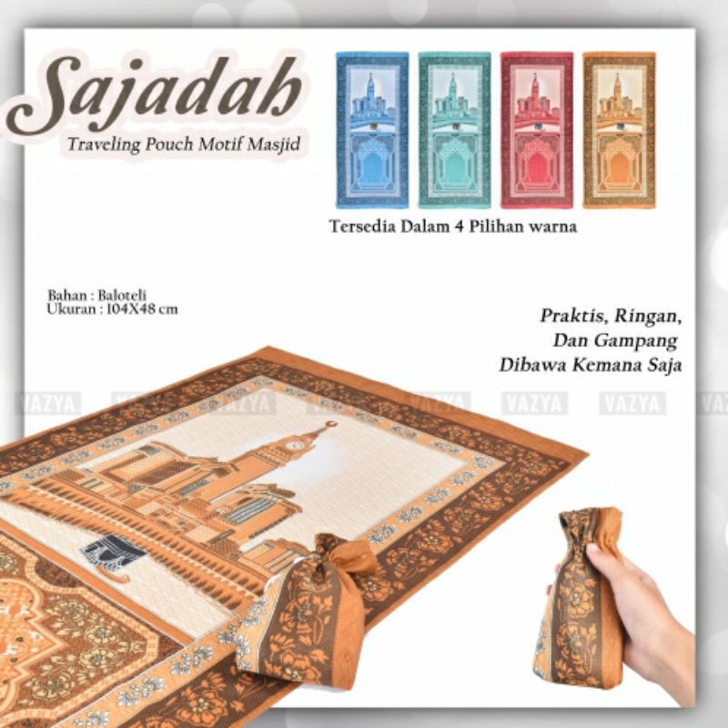 (Lebih Panjang) Sajadah Traveling Pouch Motif Masjid