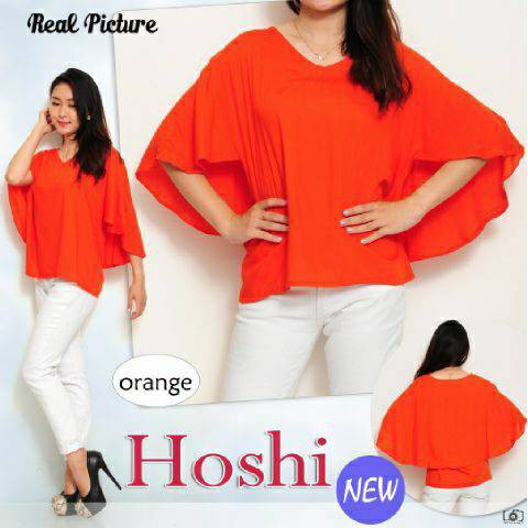 Baju - Blouse - Wanita - Murah - Casual - Korea Blouse Orange Hoshi 64MLF