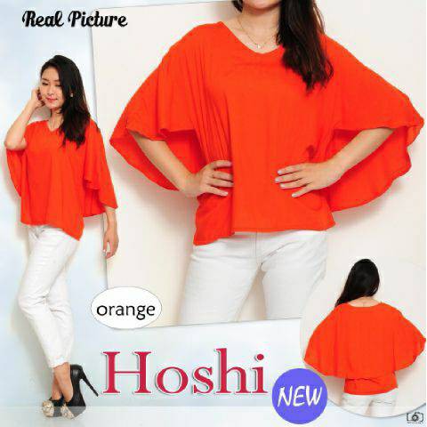 Baju wanita Blouse wanita Atasan wanita Kemeja kerja Blouse Orange Hoshi 66DST